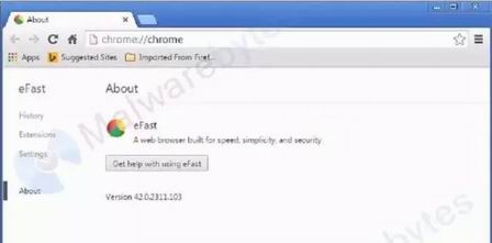 chrome浏览器遭eFast浏览器恶意软件删除取代[图]