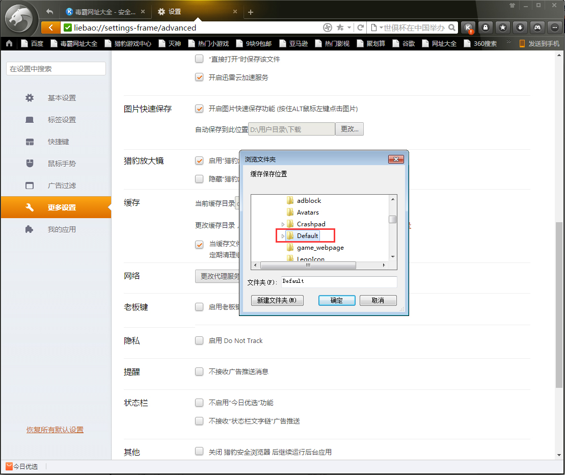 猎豹浏览器缓存文件在哪 浏览器缓存文件查看方法