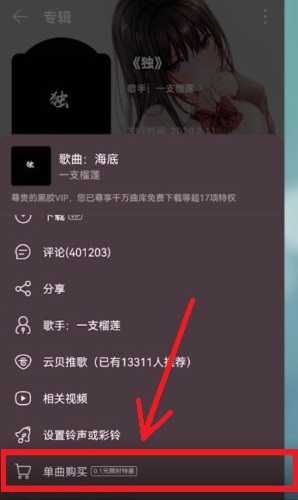 网易云音乐专辑怎么买单曲 单曲购买方法