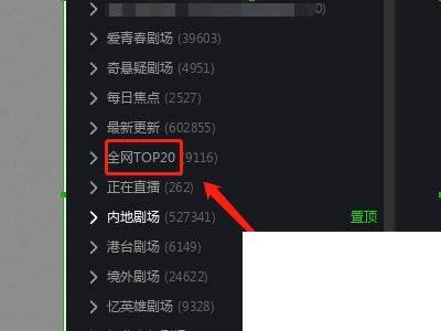 在爱奇艺里面如何找到全网TOP20