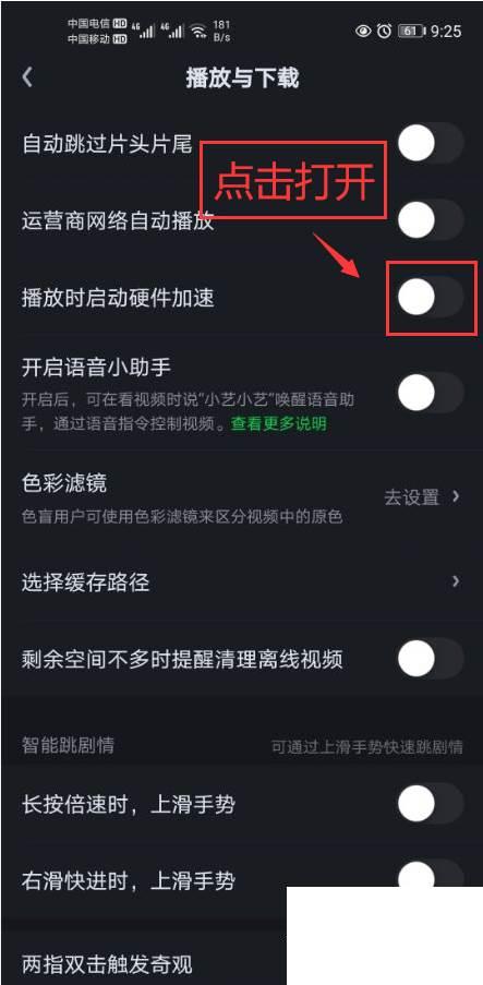 爱奇艺怎么打开播放时启动硬件加速功能