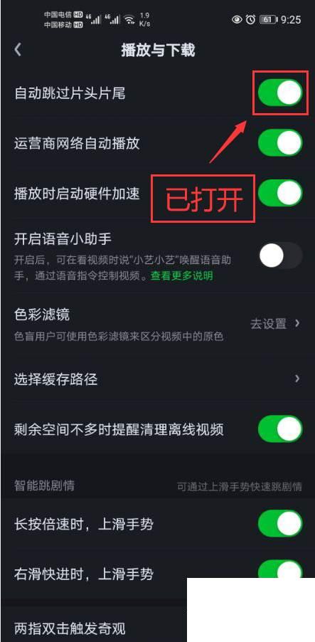 爱奇艺怎么打开自动跳过片头片尾功能