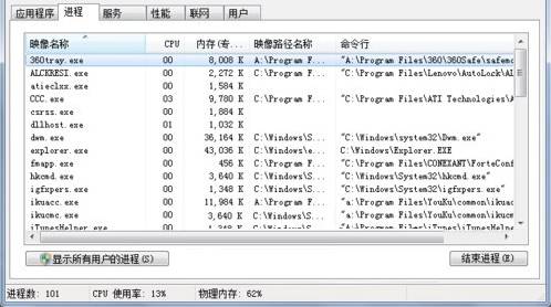 Win7任务管理器判断可关闭进程