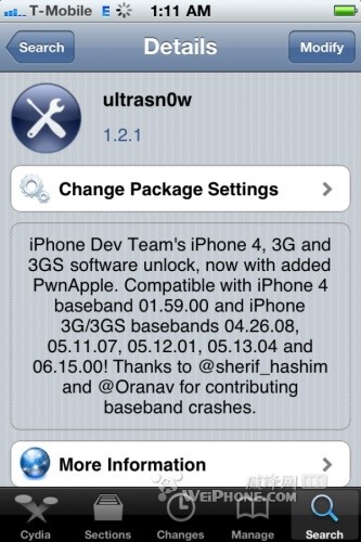 iOS 4.3.1越狱工具UltraSn0w解锁 1.2.1更新