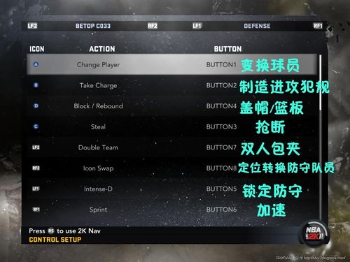 NBA 2K11 北通手柄按键设置中英文对照图文介绍