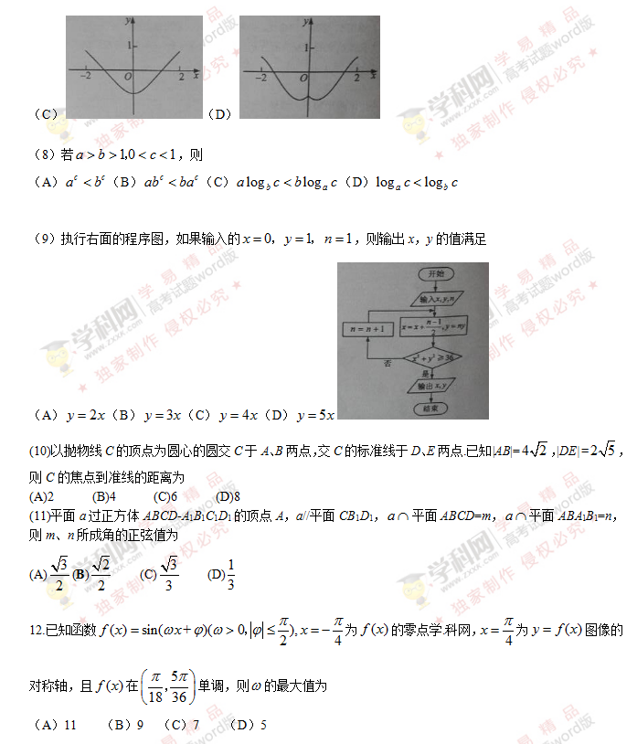 2016高考数学全国一卷答案 高考数学全国一卷题目一览