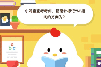小鸡宝宝考考你，指南针标记“N”指向的方向为？