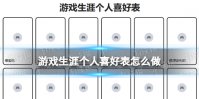 游戏生涯个人喜好表怎么做 游戏生涯个人喜好表原图