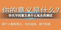 你名字的意义是什么鬼东西测试 鬼东西名字意义测试