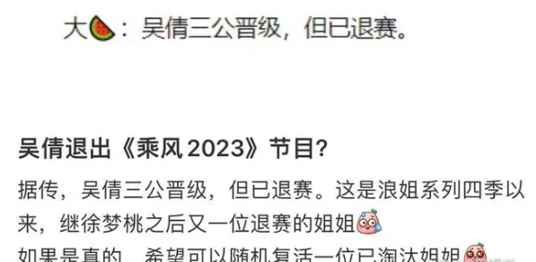 吴倩三公退赛了吗？吴倩三公退赛是哪一集？